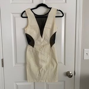 Miss Selfridge Cream with Black Sheer Cutout Dress